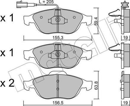 Metelli 22-0220-1 - Тормозные колодки, дисковые, комплект autosila-amz.com