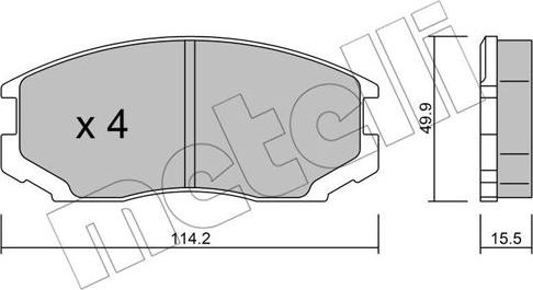 Metelli 22-0221-0 - Тормозные колодки, дисковые, комплект autosila-amz.com