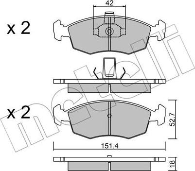 Metelli 22-0274-3 - Тормозные колодки, дисковые, комплект autosila-amz.com