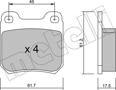 Metelli 22-0275-1 - Тормозные колодки, дисковые, комплект autosila-amz.com