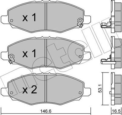 Metelli 22-0798-0 - Тормозные колодки, дисковые, комплект autosila-amz.com