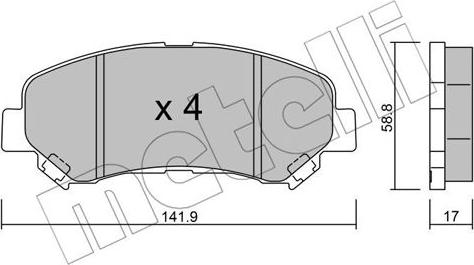 Metelli 22-0792-0 - Тормозные колодки, дисковые, комплект autosila-amz.com