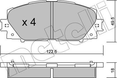 Metelli 22-0745-0 - Тормозные колодки, дисковые, комплект autosila-amz.com