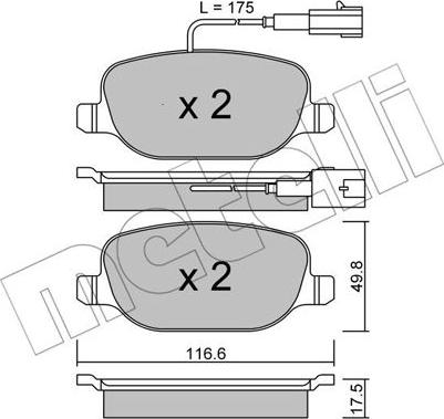 Metelli 22-0704-1 - Тормозные колодки, дисковые, комплект autosila-amz.com