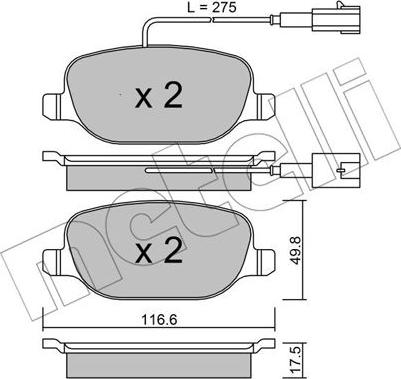 Metelli 22-0704-2 - Тормозные колодки, дисковые, комплект autosila-amz.com