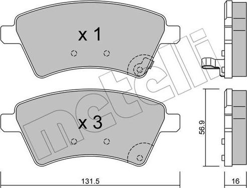 Metelli 22-0702-0 - Тормозные колодки, дисковые, комплект autosila-amz.com