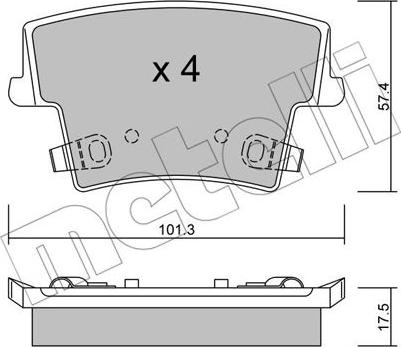 Metelli 22-0718-0 - Тормозные колодки, дисковые, комплект autosila-amz.com