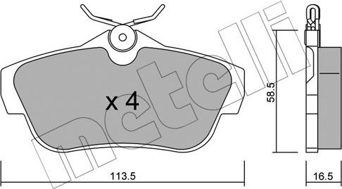 Metelli 22-0712-0 - Тормозные колодки, дисковые, комплект autosila-amz.com