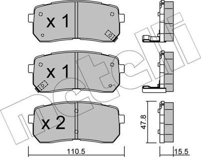 Metelli 22-0786-0 - Тормозные колодки, дисковые, комплект autosila-amz.com