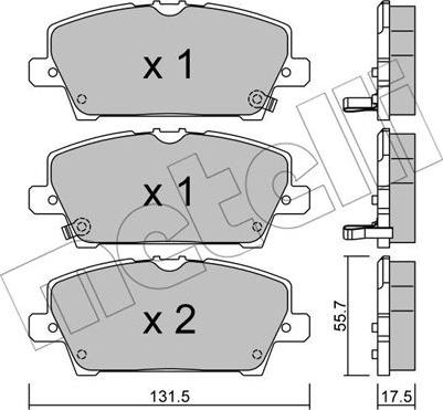 Metelli 22-0728-0 - Тормозные колодки, дисковые, комплект autosila-amz.com