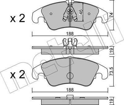 Metelli 22-0775-4 - Тормозные колодки, дисковые, комплект autosila-amz.com