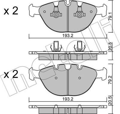 Metelli 22-0771-0 - Тормозные колодки, дисковые, комплект autosila-amz.com