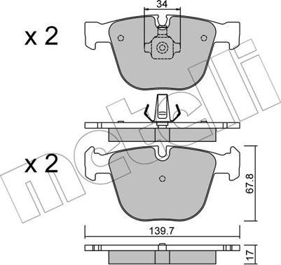 Metelli 22-0773-0 - Тормозные колодки, дисковые, комплект autosila-amz.com