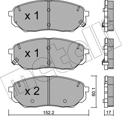 Metelli 22-1096-0 - Тормозные колодки, дисковые, комплект autosila-amz.com