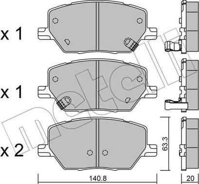 Metelli 22-1001-0 - Тормозные колодки, дисковые, комплект autosila-amz.com