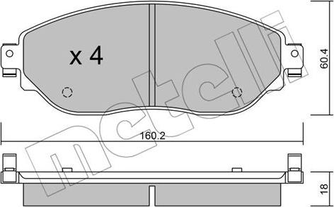 Metelli 22-1003-0 - Тормозные колодки, дисковые, комплект autosila-amz.com