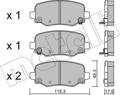 Metelli 22-1002-1 - Тормозные колодки, дисковые, комплект autosila-amz.com