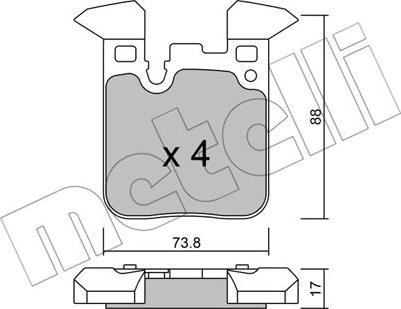 Metelli 22-1016-0 - Тормозные колодки, дисковые, комплект autosila-amz.com