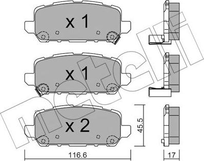 Metelli 22-1084-0 - Тормозные колодки, дисковые, комплект autosila-amz.com