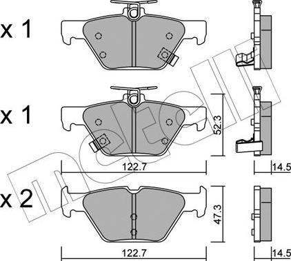 Metelli 22-1087-0 - Тормозные колодки, дисковые, комплект autosila-amz.com