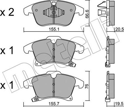 Metelli 22-1039-0 - Тормозные колодки, дисковые, комплект autosila-amz.com