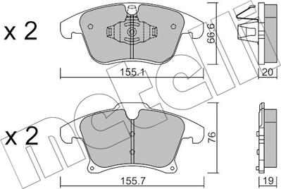 Metelli 22-1039-1 - Тормозные колодки, дисковые, комплект autosila-amz.com