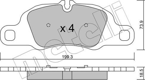 Metelli 22-1027-0 - Тормозные колодки, дисковые, комплект autosila-amz.com