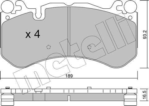 Metelli 22-1198-0 - Тормозные колодки, дисковые, комплект autosila-amz.com