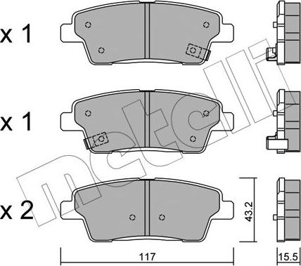 Metelli 22-1140-0 - Тормозные колодки, дисковые, комплект autosila-amz.com