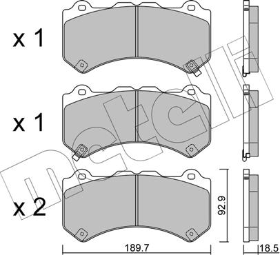 Metelli 22-1156-0 - Тормозные колодки, дисковые, комплект autosila-amz.com