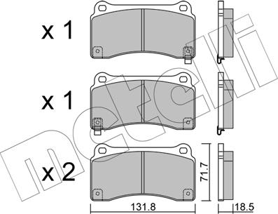 Metelli 22-1157-0 - Тормозные колодки, дисковые, комплект autosila-amz.com