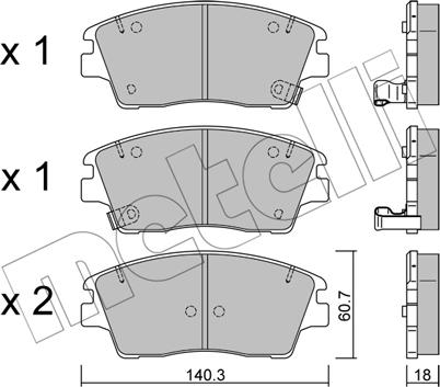 Metelli 22-1164-0 - Тормозные колодки, дисковые, комплект autosila-amz.com