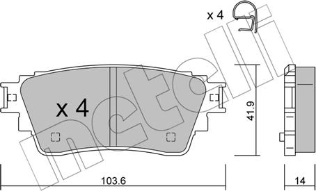 Metelli 22-1160-0 - Тормозные колодки, дисковые, комплект autosila-amz.com