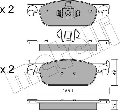 Metelli 22-1109-0 - Тормозные колодки, дисковые, комплект autosila-amz.com