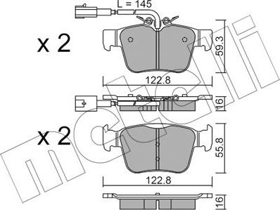 Metelli 22-1101-0 - Тормозные колодки, дисковые, комплект autosila-amz.com