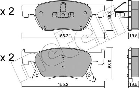 Metelli 22-1114-0 - Тормозные колодки, дисковые, комплект autosila-amz.com