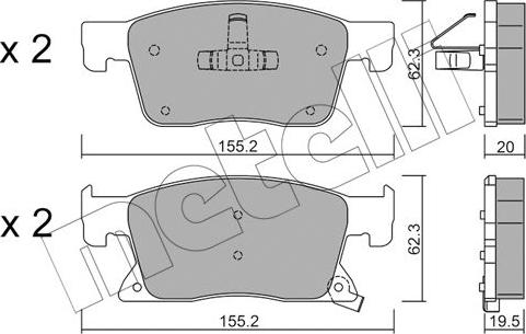 Metelli 22-1115-0 - Тормозные колодки, дисковые, комплект autosila-amz.com