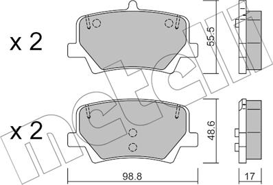 Metelli 22-1187-0 - Тормозные колодки, дисковые, комплект autosila-amz.com