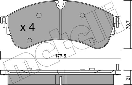 Metelli 22-1174-0 - Тормозные колодки, дисковые, комплект autosila-amz.com