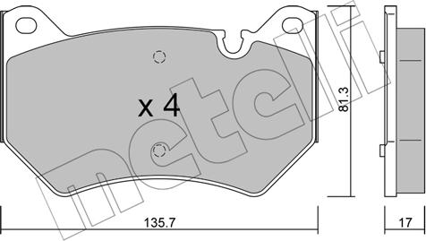 Metelli 22-1170-0 - Тормозные колодки, дисковые, комплект autosila-amz.com