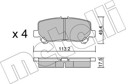 Metelli 22-1292-0 - Тормозные колодки, дисковые, комплект autosila-amz.com