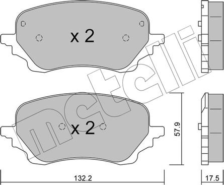 Metelli 22-1247-0 - Тормозные колодки, дисковые, комплект autosila-amz.com