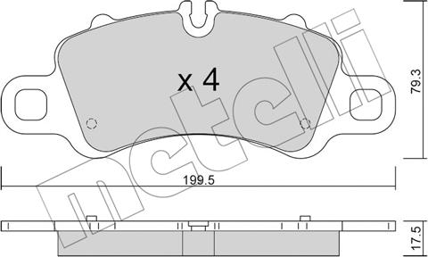 Metelli 22-1254-0 - Тормозные колодки, дисковые, комплект autosila-amz.com