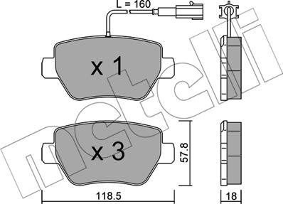 Metelli 22-1204-0 - Тормозные колодки, дисковые, комплект autosila-amz.com