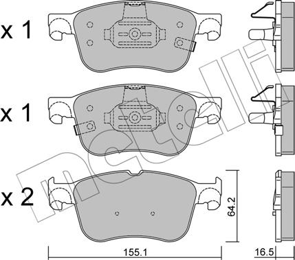 Metelli 22-1205-0 - Тормозные колодки, дисковые, комплект autosila-amz.com