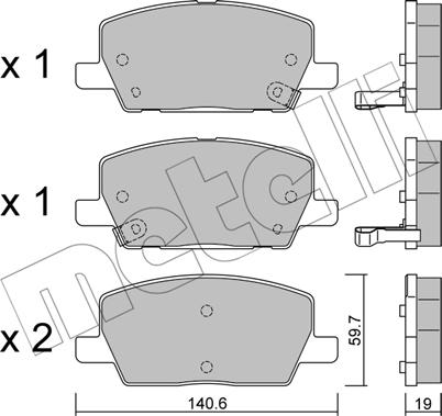 Metelli 22-1212-0 - Тормозные колодки, дисковые, комплект autosila-amz.com