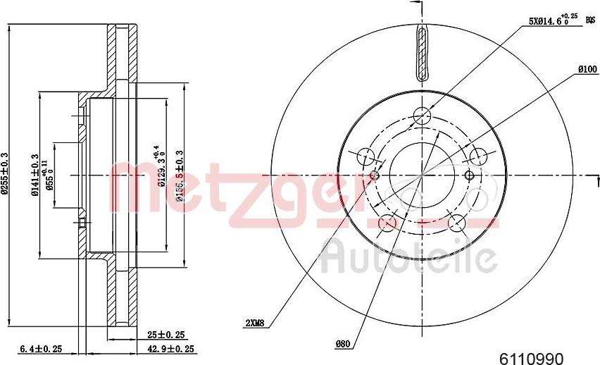 Metzger 6110990 - Тормозной диск autosila-amz.com