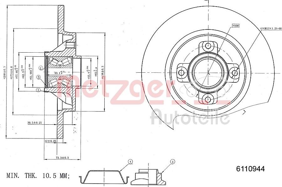 Metzger 6110944 - Тормозной диск autosila-amz.com