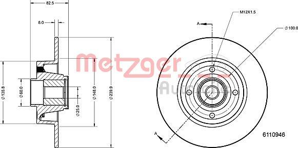 Metzger 6110946 - Тормозной диск autosila-amz.com