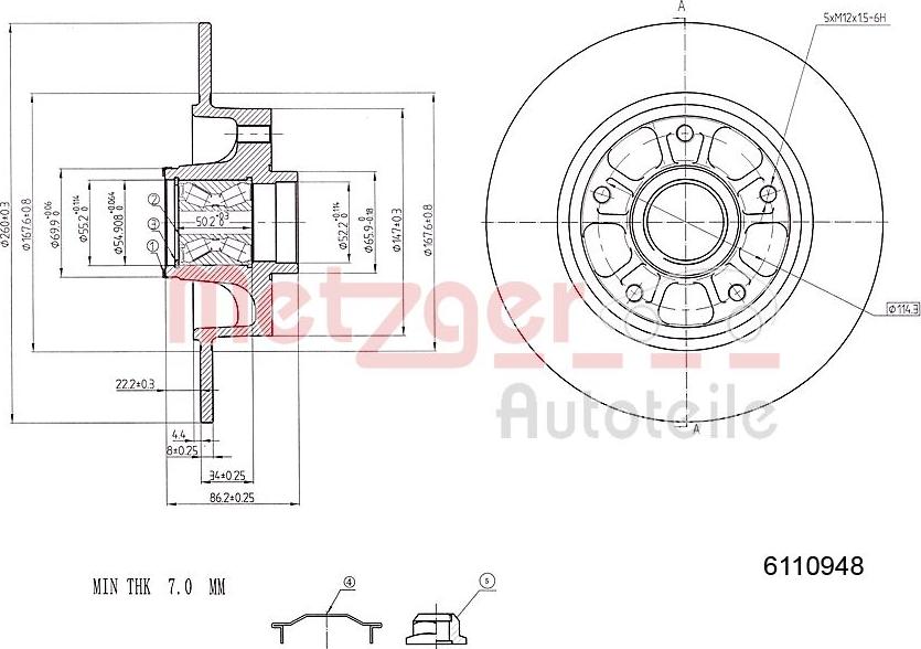 Metzger 6110948 - Тормозной диск autosila-amz.com